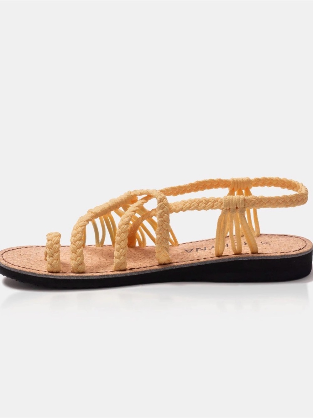 Bokyna Soulmate Braided Strappy Women's Sandal with Cork Footbed, Cream, 9 - Picture 2 of 5
